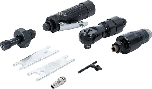 BGS 3262 | Druckluft-Multiwerkzeug mit 3 Funktionen - Multitools, mit Schnellkupplung für schnellen Wechsel der Arbeitsköpfe, ideal für vielseitige Anwendungen in Werkstatt und Heimwerkerprojekten.