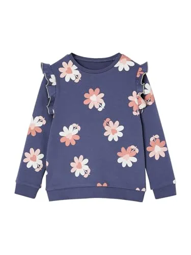 Vertbaudet Mädchen Sweatshirt mit Volants und Prints Tinte 92/98