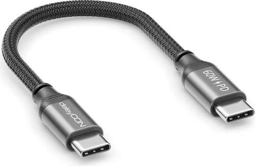 deleyCON 0,15m USB C Kabel PD3.0 (60W Schnellladekabel) Kurzes USB-C auf USB-C Ladekabel für iPhone 16 15 Pro Max Samsung Galaxy S25 S24 S23 S22 Pixel iPad Pro MacBook Air Tablets Switch PS5