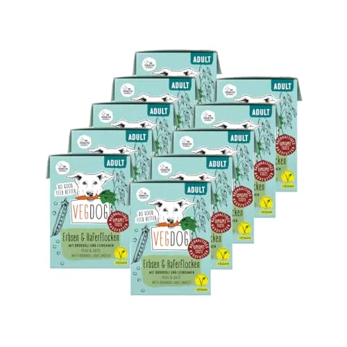 VEGDOG hypoallergenes Nassfutter im Tetra Pak (10 x 200 g) | Adulte Hunde | ohne Gluten und Soja | Alleinfutter für Allergiker mit Erbsenprotein