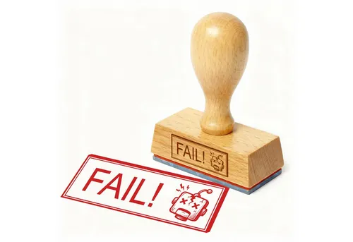 Dekolando Stempel Bürostempel FAIL! Kaputter Roboter Stempel – Holzstempel 48x18 mm für