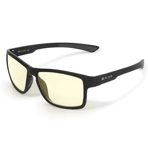BlueX X50 EVO • Gaming Brille TR90 Super Leicht - Blaulichtfilter Computerbildschirm-Brille - Anti-Blaulicht-Bildschirm für Gamer PCs und Büro (Herren - Damen)