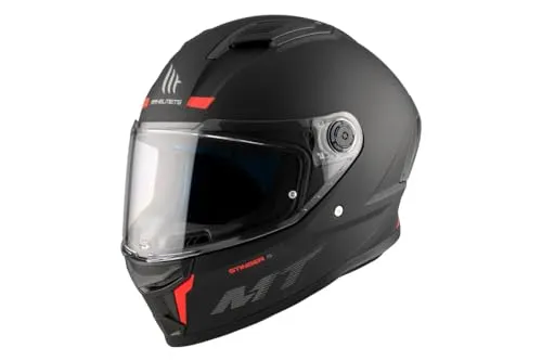 MT Helmets Stinger 2 Integralhelm Schwarz L - Motorradhelm mit Max Vision Pinlock-Vorbereitung für klare Sicht und mikrometrischem Schnellverschluss für einfache Handhabung. Ideal für Sicherheit und Komfort beim Fahren.
