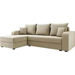 MIRJAN24 Ecksofa Hewlet Bis mit Bettkasten und Schlaffunktion - Ecksofa in L-Form, universell einsetzbar, mit praktischen Bettkasten und ausziehbarer Schlaffunktion für Gästeübernachtungen.