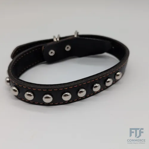 Leder Hundehalsband Schwarz Gr. M Robust Mittelgroße & Große Hunde Echt Leder