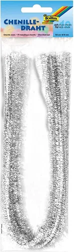 folia Chenilledraht (Pfeifenputzer) silber 10 Stück