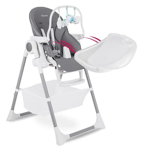 Suleno® Hochstuhl Baby mit Spielbogen, Ablage und Liegefunktion - für Junge Eltern, Vielseitiger Kinderhochstuhl, Ergonomischer Baby Hochstuhl für Komfort und Sicherheit (Dunkelgrau)