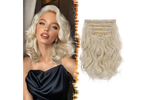 LuxusKollektion Kunsthaar-Extension Clip in Extensions 6-teilig 30cm Blond Haarverlängerung Wellig
