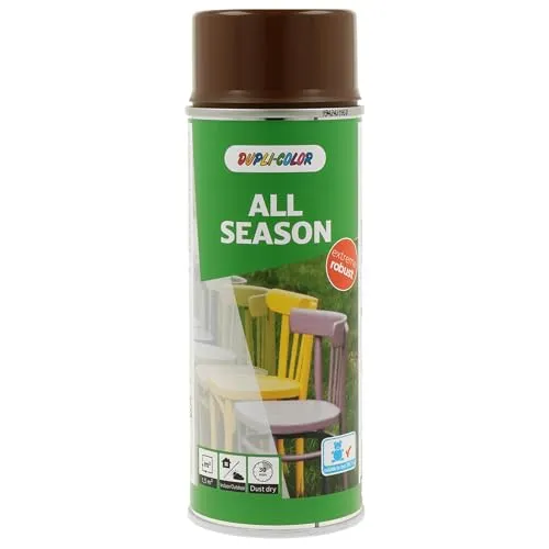 DUPLI-COLOR ALL SEASON RAL 8011 nussbraun glänzend 400 ml, hochwertiges Kunstharz-Farbspray, Schnelltrocknend, Wetterbeständig, Innen- und Außenanwendung