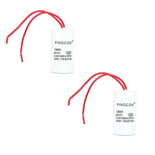 DollaTek 2Pcs CBB60 AC 450V 8UF 2-Draht-Blei-Zylindermotor-Betriebskondensator
