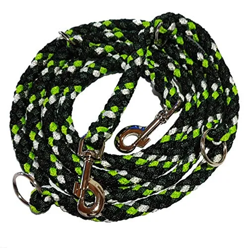Activity4Dogs Geflochtene Hundeleine für große Hunde bis 60 kg | 4-Fach verstellbare Führleine | 2,80 m lang | Durchmesser 15mm | apfelgrün-tannengrün-schwarz-weiß | Made in Germany