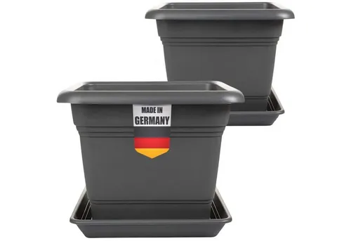 Centi Pflanzkübel Großer Pflanzkübel wetterfest quadratisch Garten (2er-Set)