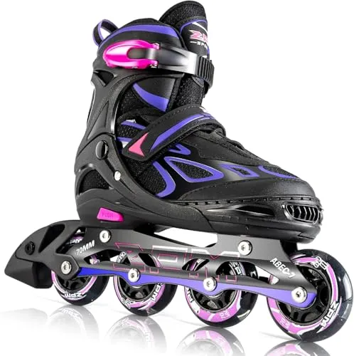 2PM SPORTS Verstellbare Inliner für Kinder und Erwachsene – Leuchtende Rollschuhe (Violett S)
