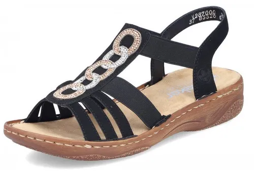 Rieker Damen Pantoletten V2870 - Stilvolle Slides für den Sommer - Slides für Damen, bequemes Design mit Keilabsatz für zusätzlichen Komfort und eleganten Look, ideal für warme Tage.