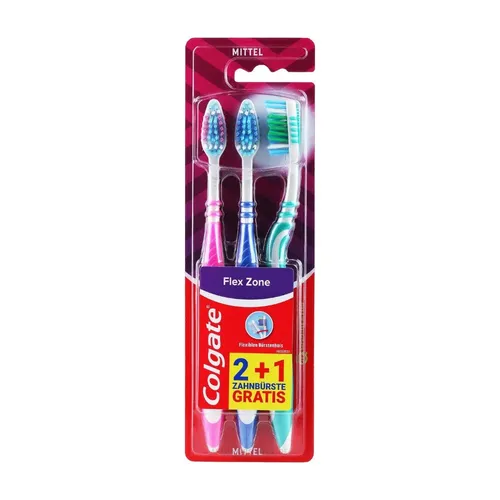 Colgate Flex Zone Zahnbürste mittel, 3 Stk