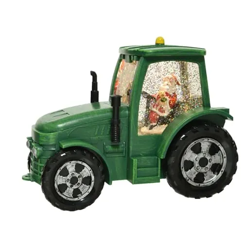 Lumineo 20 cm LED-Wasserspinner, Weihnachtsmann-Traktor