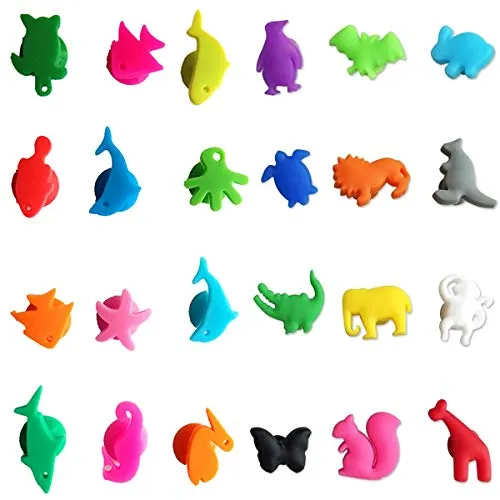 Chingde Wein Marker, 24 Stück Silikon Weinglas Marker - Praktische 24er Set Weinglas Marker aus Silikon, ideal für Partys. Einfach am Glas zu befestigen, sorgen sie für sofortige Wiedererkennbarkeit und verleihen jeder Feier einen festlichen Touch.