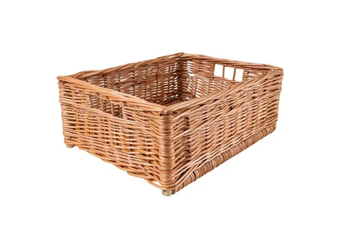 Creative Home Holzkiste Weidenkorb Aufbewahrungskorb - Hochwertiger handgeflochtener Naturkorb mit Griffen, ideal für stilvolle Aufbewahrung und vielseitigen Einsatz in jedem Raum.