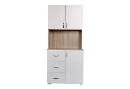 HTI-Living Hochschrank Küchenschrank Blanca - Bad-Hochschrank in Weiß/Sonoma, bietet mit 6 Fächern und 3 Schubladen viel Stauraum für Ihre Küchenutensilien, ideal für eine aufgeräumte Küche.