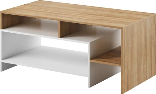 Masseno Couchtisch ALBINA 120 cm Kaffetisch für Wohnzimmer Sofatisch Wohnzimmertisch Eichefarben