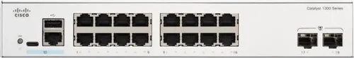 Cisco Catalyst 1300-16T-2G Switch - Managed Switch mit 16x 1GbE und 2x 1GbE SFP, ideal für leistungsstarke Netzwerkinfrastrukturen und hohe Verfügbarkeit.