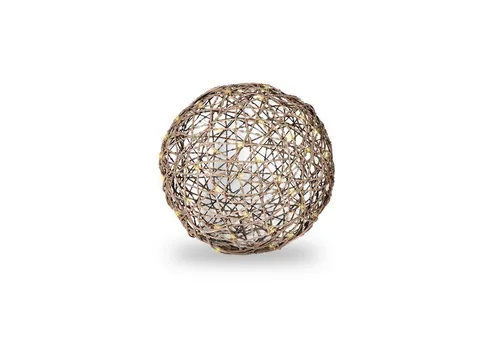 Gartenpirat LED-Dekofigur Rattan Optik Kugel LED Kupferdraht-Lichterkette Batterie Timer