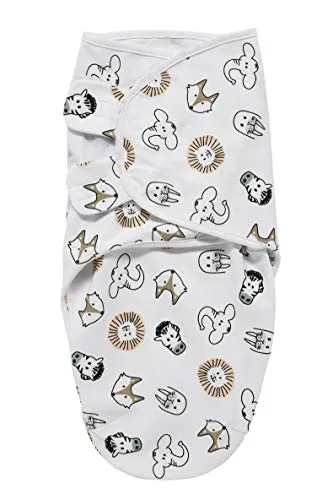 Meyco Baby Pucksack - 0-3 Monate - Pucktuch Swaddle für Neugeborene - 100 % Baumwolle - Oeko Tex zertifiziert - weicher Schlafkomfort - atmungsaktiv & feuchtigkeitsabsorbierend - Animal - Mehrfarbig