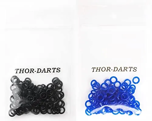 Thor-Darts 100 Premium-Gummiringe schwarz, Rubber-O-Rings Premium Black, für alle 2BA-Gewinde (100)