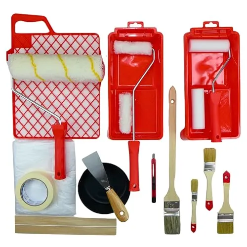 ROTIX Komplettes Malerset 22-teilig – Farbroller, Pinsel & Malerwerkzeug für perfekte Wandanstriche - Vielseitiges 22-teiliges Set für Malerarbeiten: Hochwertige Farbroller und Pinsel, praktische Abdeckmaterialien und Zubehör – ideal für präzise Ergebnisse bei Lackierarbeiten.