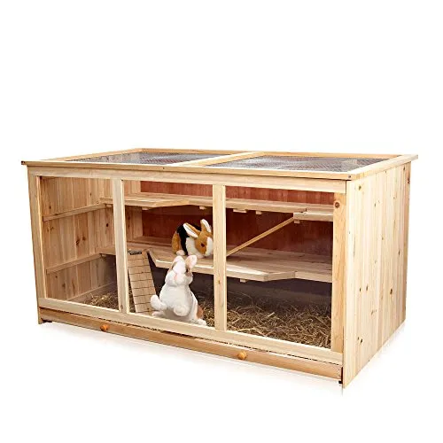 Melko Kleintierkäfig Nagervilla aus Holz, 3-stöckig mit Rampen