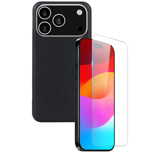 Für Apple iPhone 17 Pro Max Silikon TPU Schutz Hülle Schwarz + 9H Hart Glas