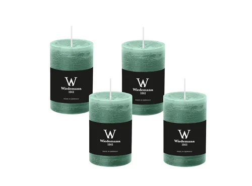 Wiedemann Kerzen Rustic-Kerze Rustik Marble Kerzen (durchgefärbt) Eukalyptus 90 x 58 mm, 4er Set