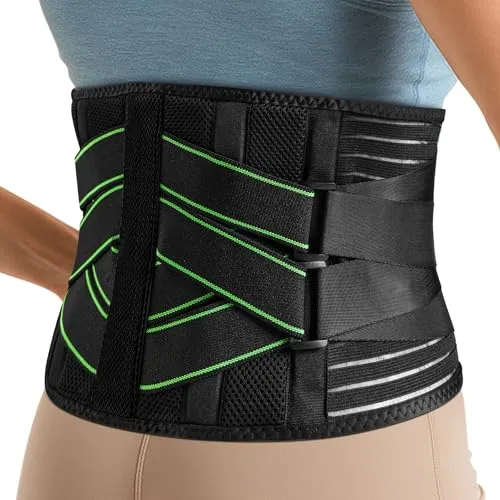 Lureon Rückenstützgürtel mit 7 Metallstützen, Bequeme Rückenbandage für Herren und Damen mit Abnehmbarem 3D Lendenpolster zur unteren Rücken (XXL(Taille:111-125cm))