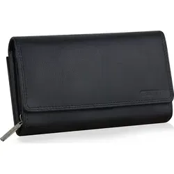 Frentree Geldbörse Damen - Portemonnaie aus echtem Nappaleder, RFID-Schutz und viele Fächer, klassisches Design in Navy