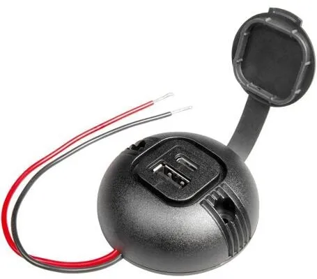 Pro Car Runde Aufbaudose mit Doppel USB-A/C und Deckel