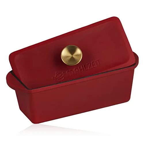 Mahlzeit Gusseisen Bräter mit Deckel - 3 Liter Dark Cherry, vielseitig einsetzbar für Induktion und Backofen, ideal zum Schmoren und Backen