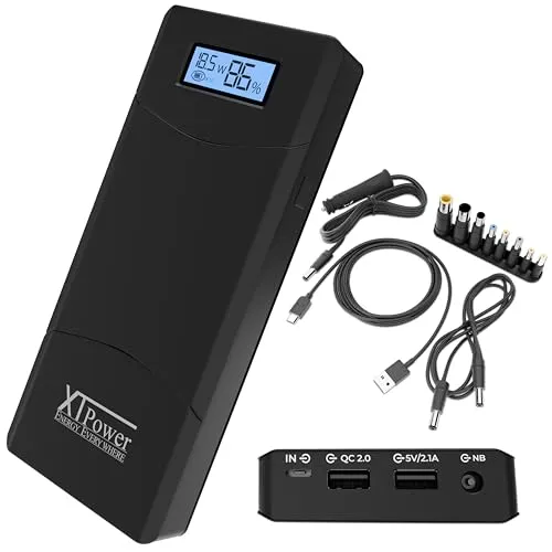 XTPower XT-20000 QC3 Powerbank 20100 mAh - Powerbank mit 20100 mAh, ideal für mobiles Büro und Reisen. Einstellbare DC-Ausgangsspannung, kompakt und leicht mit nur 2cm Dicke und 450g.
