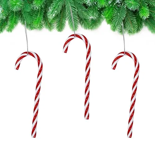 Deko Zuckerstangen - 24 Stück - rot/weiß mit Aufhänger - für den Weihnachtsbaum Christbaumschmuck Weihnachtsdeko Adventsdeko Wichtelgeschenk