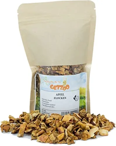 Getzoo Premium Apfelflocken 100g | Natürlicher, Vitaminreicher Snack für Nagetiere | Ballaststoffreich & Gesund | Ideal für Kaninchen, Meerschweinchen, Hamster