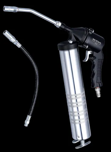 Druckluft-Fettpresse 400 ccm von SW-Stahl - Industriewerkzeug für effizientes Fetten, max. Arbeitsdruck 8 bar, ideal für Profis und Werkstätten.