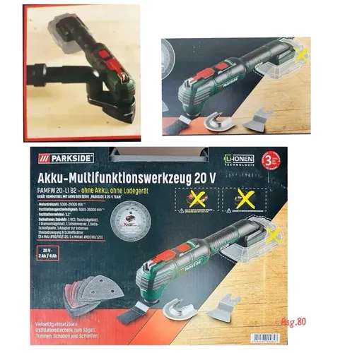 PARKSIDE PAMFW 20 -Li B2 20V Multifunktionswerkzeug - Multifunktionswerkzeug ohne Akku, leistungsstark mit bis zu 20.000 UpM, ideal für kreative DIY-Projekte und Renovierungen.