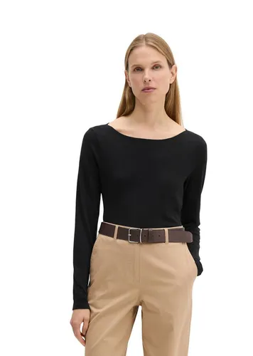 Marc O'Polo Langarmshirt aus Organic Cotton in Schwarz XXS (32) - Hochwertiges Langarmshirt aus 100% Baumwolle, ideal für den Alltag. Unifarbenes Design mit U-Boot-Ausschnitt und regular fit für optimalen Tragekomfort.