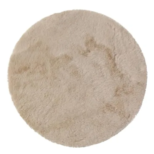 Kunstfell Deko Tischläufer Fellteppich Rund Beige Ø38cm