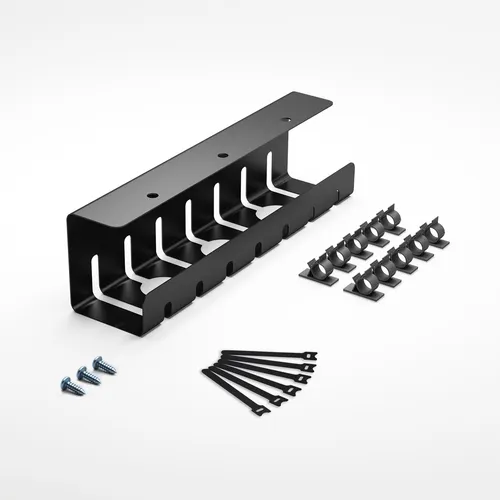 Kabelkanal Schwarz Komplettset, Schreibtisch Box schraubbar - Kabelmanagement