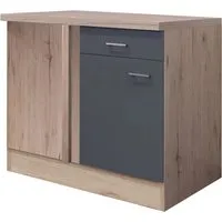 Flex-Well Exclusiv Eck-Unterschrank Morena 110x60 cm - Küchenunterschrank in Basaltgrau matt, bietet optimalen Stauraum und modernes Design. Ideal für kleine Küchen und flexibel montierbar.