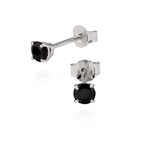 NKlaus Paar 925 Sterling Silber Rhodiniert Ohrstecker mit Schwarz Zirkonia 4mm - Ohrringe für Damen, edel in 925 Sterling Silber mit rhodinierter Oberfläche, funkeln mit 4mm schwarzen Zirkonia-Steinen für einen eleganten Look.