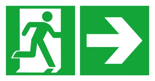 SafetyMarking Rettungszeichen 200 x 400 mm Alu Rettungsweg rechts - 15.0087