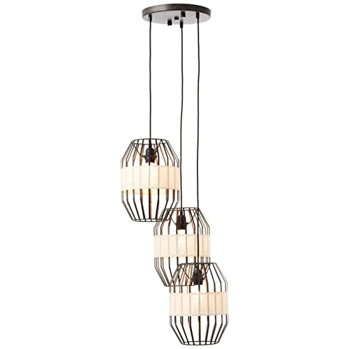 Brilliant 99479/76 Slope Pendelleuchte 3-flg - Moderne Pendelleuchte in schwarz-natur, ideal für stilvolle Wohnräume, mit einer Breite von 43 cm und Schutzart IP20.