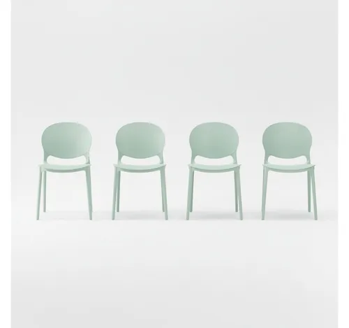 Lüllmann Besucherstuhl 4er Set Designstuhl aus Polypropylen, Farbe salbei (Spar-Set, 4 St), Designerstuhl aus Kunststoff, robust, pflegeleicht