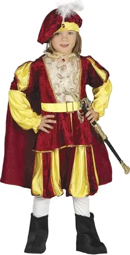 Generique Pompöses Prinz Kostüm für Jungen Rot-Gold 123/134 (7-9 Jahre) - Kostüme für Kinder, inklusive Oberteil mit Umhang und Gürtel, perfekt für Fasching oder Karneval und sorgt für königlichen Auftritt!